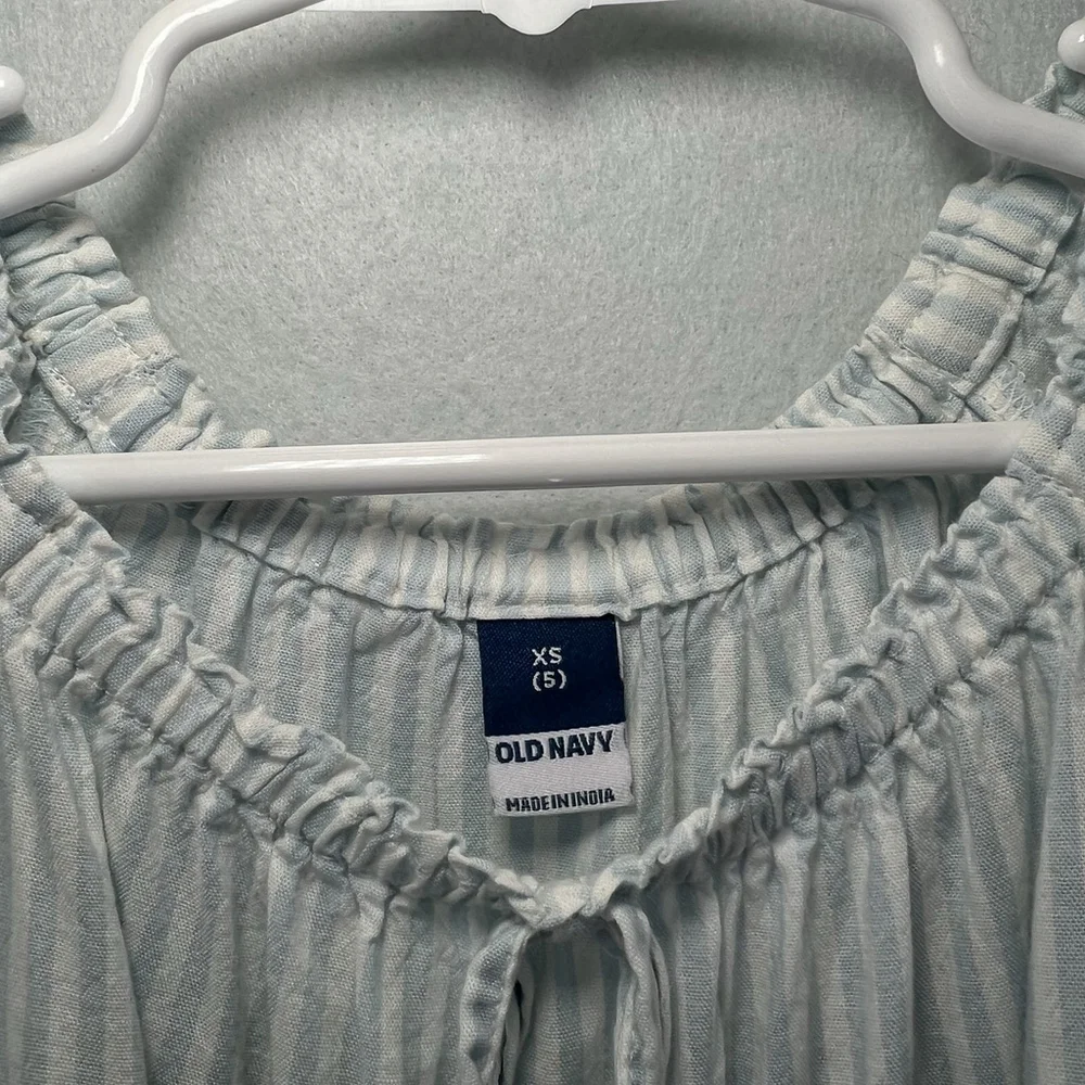 Old Navy Girls Swing Top Blouse White Blue Stripe Flowy Peasant Size XS (5)